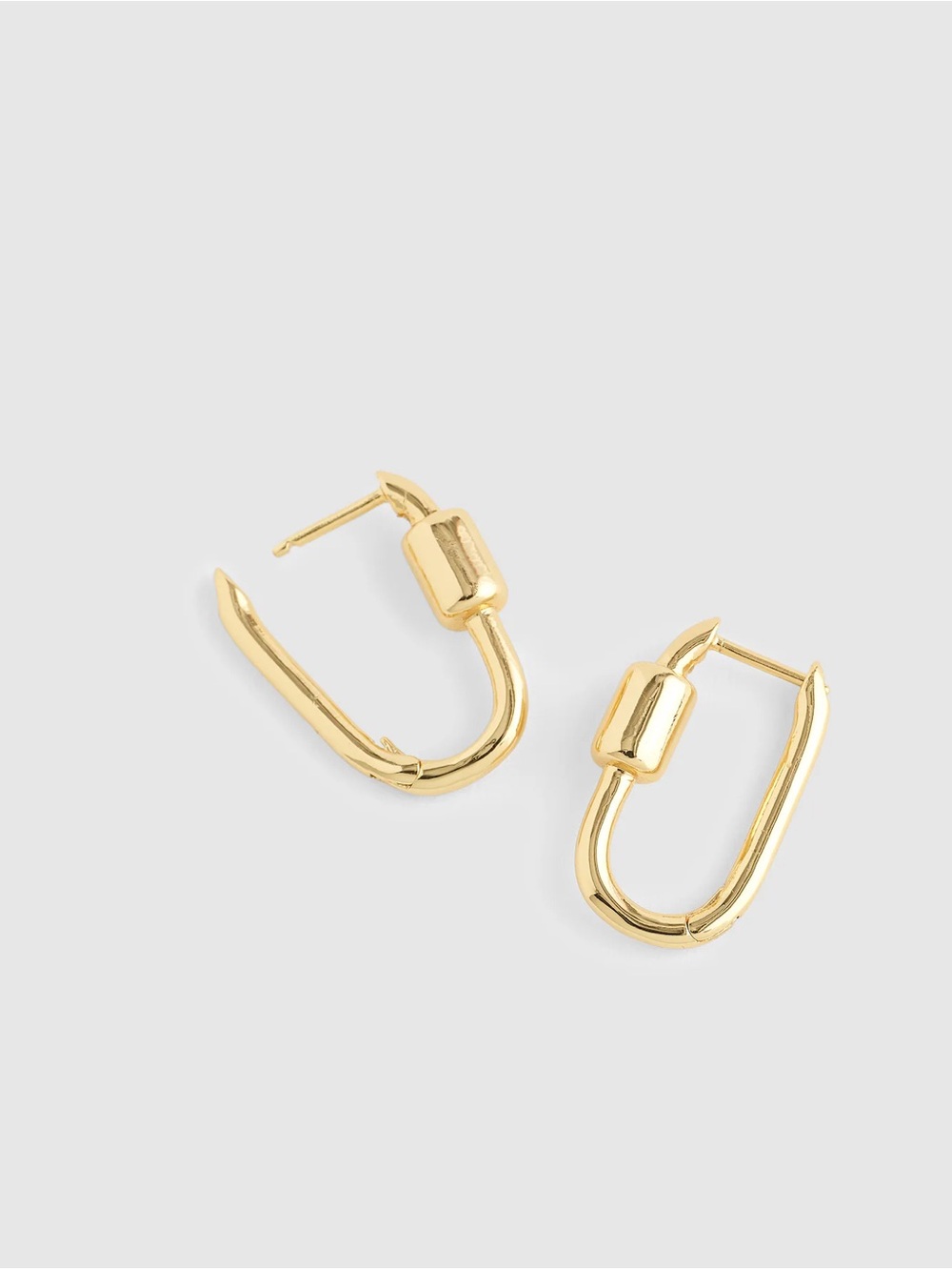 NWT Madewell Carabiner Hoop Earrings Gold Statement Geometric